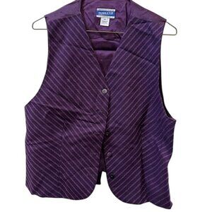 Pendleton Purple Wool & Acetate Womens Striped Vest Size 14 With Button Front &